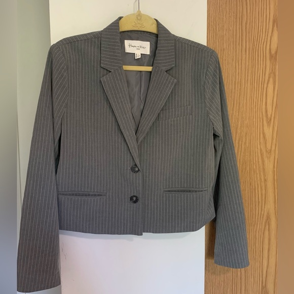 Gray and white Pinstripe Blazer - Picture 1 of 7